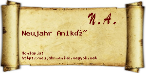 Neujahr Anikó névjegykártya
